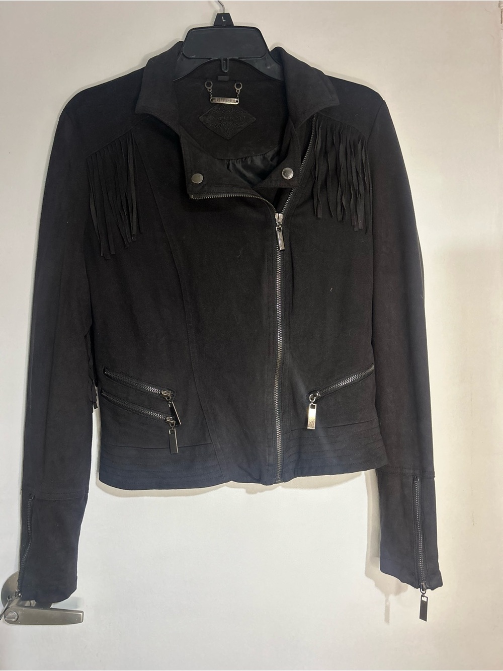 Jou Jou Black Suede Fringe Moto Jacket